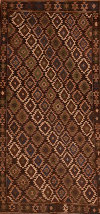 Kilim Brown Runner Flat Woven 51 X 1010  Area Rug 100-109886 Image 0