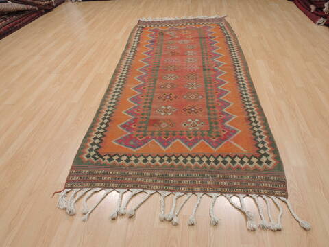 Kilim Brown Runner Flat Woven 40 X 97  Area Rug 100-109888 Image 1