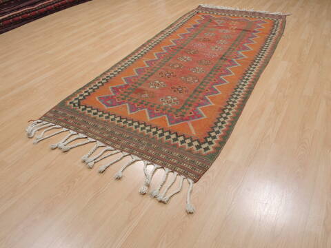 Kilim Brown Runner Flat Woven 40 X 97  Area Rug 100-109888 Image 2