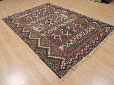 Kilim Brown Flat Woven 50 X 74  Area Rug 100-109897 Image 3