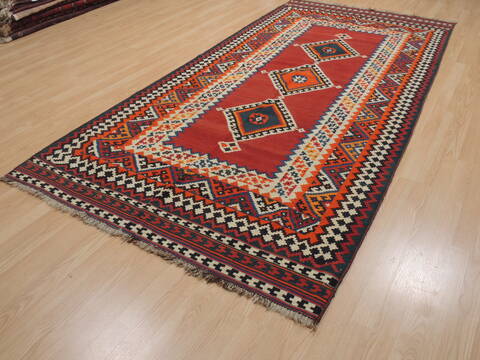 Kilim Red Runner Flat Woven 410 X 101  Area Rug 100-109905 Image 2