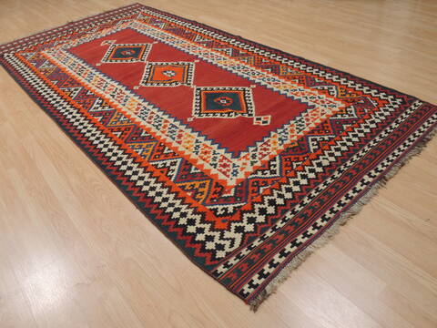 Kilim Red Runner Flat Woven 410 X 101  Area Rug 100-109905 Image 3