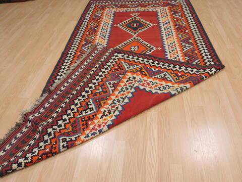 Kilim Red Runner Flat Woven 410 X 101  Area Rug 100-109905 Image 8
