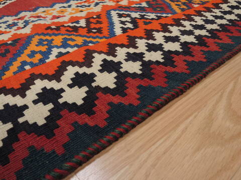 Kilim Red Runner Flat Woven 410 X 101  Area Rug 100-109905 Image 9