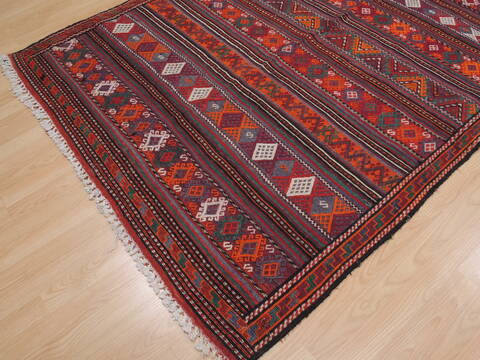 Kilim Red Runner Flat Woven 52 X 99  Area Rug 100-109906 Image 5