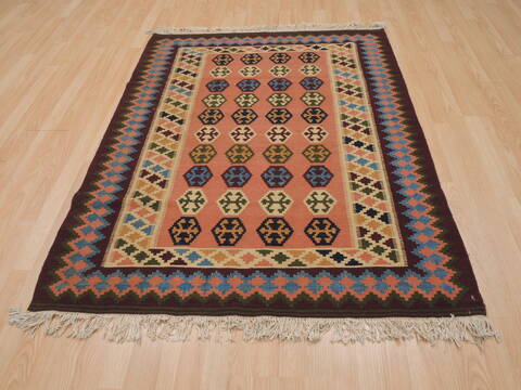 Kilim Brown Flat Woven 42 X 55  Area Rug 100-109912 Image 1