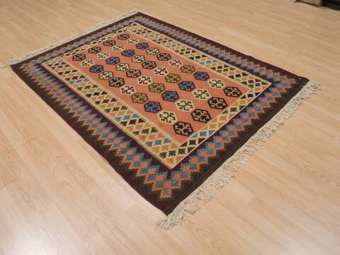 Kilim Brown Flat Woven 42 X 55  Area Rug 100-109912 Image 3