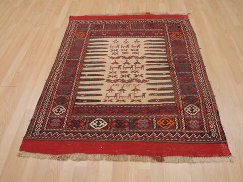 Kilim Red Square Flat Woven 37 X 40  Area Rug 100-109917 Image 1