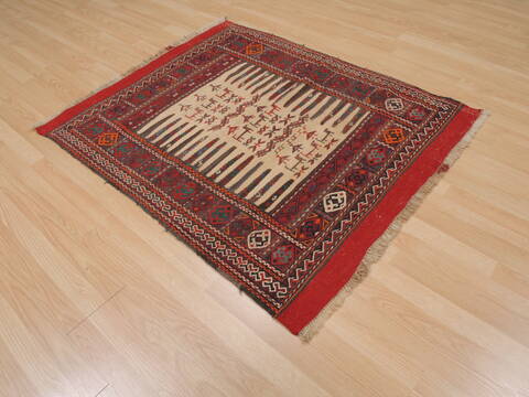 Kilim Red Square Flat Woven 37 X 40  Area Rug 100-109917 Image 3