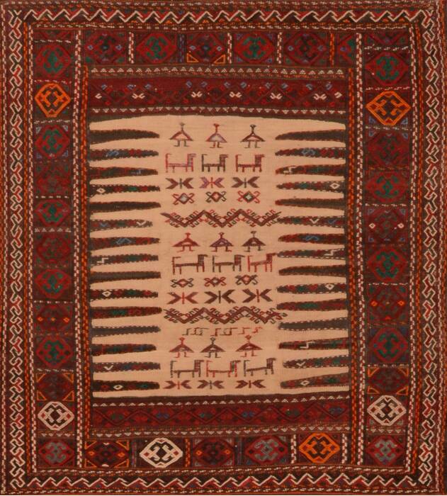 Kilim Red Square Flat Woven 37 X 40  Area Rug 100-109917 Image 0