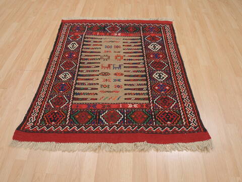 Kilim Red Square Flat Woven 36 X 44  Area Rug 100-109924 Image 1