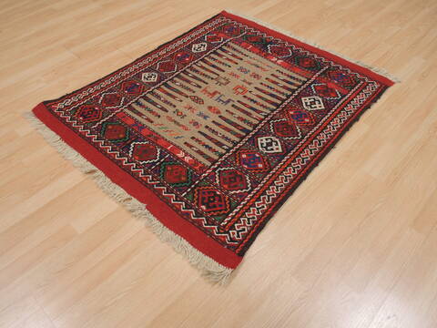 Kilim Red Square Flat Woven 36 X 44  Area Rug 100-109924 Image 2