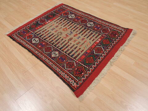 Kilim Red Square Flat Woven 36 X 44  Area Rug 100-109924 Image 3