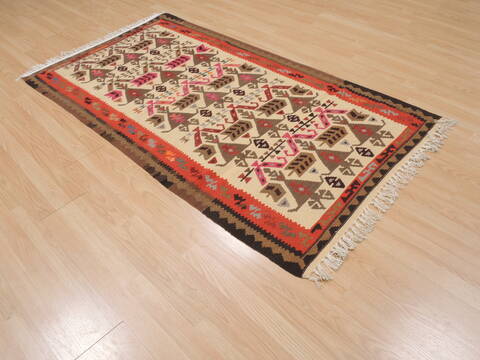 Kilim Red Flat Woven 35 X 62  Area Rug 100-109930 Image 3