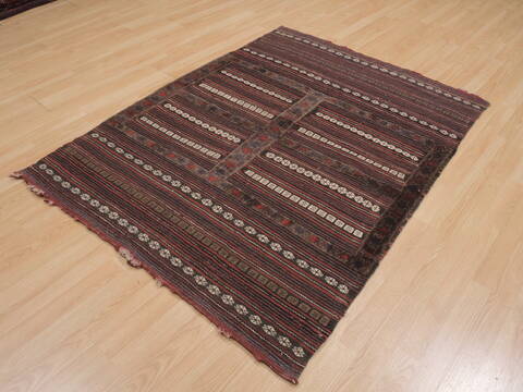 Kilim Brown Flat Woven 42 X 53  Area Rug 100-109933 Image 2