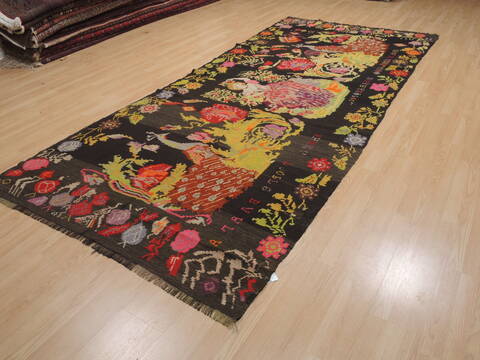 Kilim Green Runner Flat Woven 54 X 126  Area Rug 100-109978 Image 1