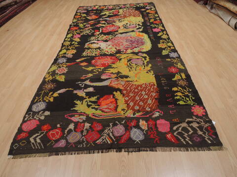 Kilim Green Runner Flat Woven 54 X 126  Area Rug 100-109978 Image 2