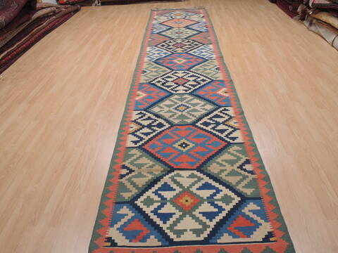 Kilim Green Runner Flat Woven 45 X 1611  Area Rug 100-109982 Image 1