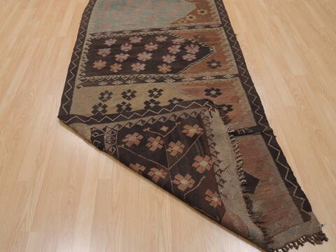 Kilim Brown Runner Flat Woven 310 X 96  Area Rug 100-109988 Image 12