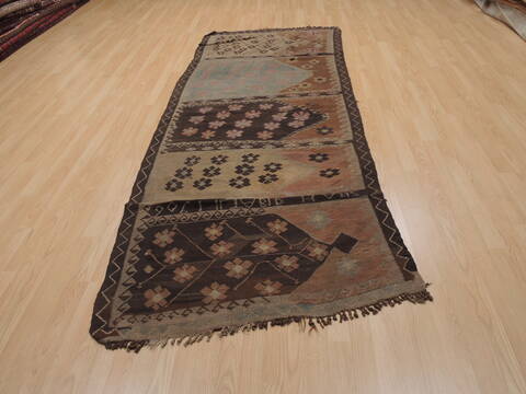 Kilim Brown Runner Flat Woven 310 X 96  Area Rug 100-109988 Image 1