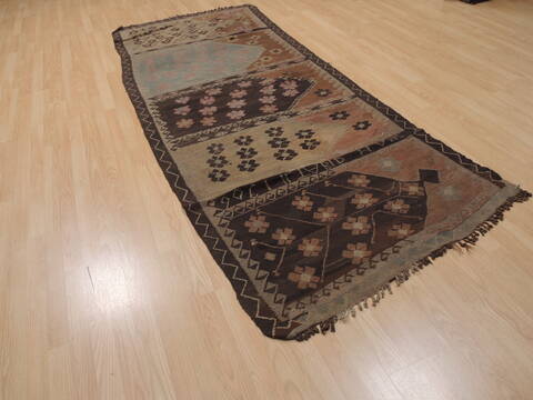 Kilim Brown Runner Flat Woven 310 X 96  Area Rug 100-109988 Image 3