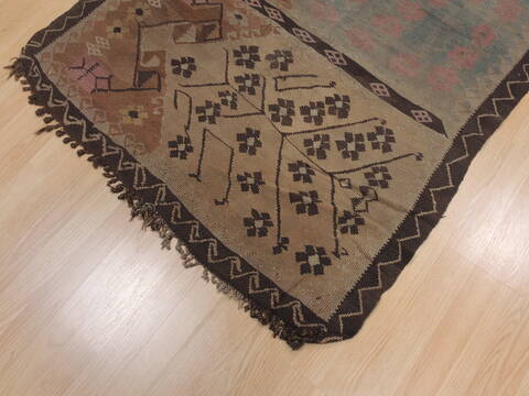 Kilim Brown Runner Flat Woven 310 X 96  Area Rug 100-109988 Image 6