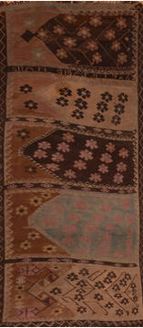 Afghan Kilim Brown Runner 10 to 12 ft Wool Carpet 109988