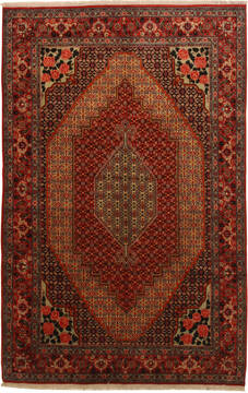 Sanandaj Red Hand Knotted 6'6" X 10'2"  Area Rug 100-11093
