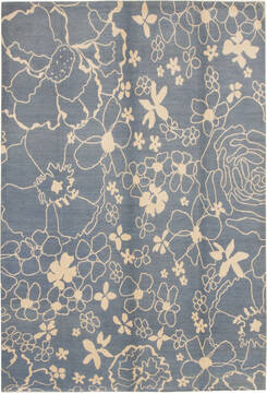 Nepali Modern Blue Rectangle 6x9 ft Wool Carpet 11181