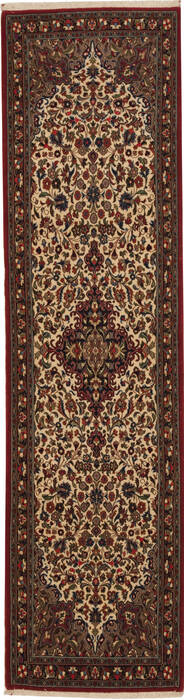 Qum Beige Runner Hand Knotted 26 X 911  Area Rug 100-11205 Image 0