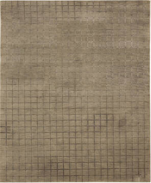 Indo-Nepal Green Square Hand Knotted 6'7" X 8'1"  Area Rug 100-11230