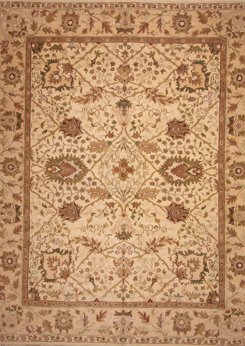 Jaipur Beige Hand Knotted 119 X 153  Area Rug 100-11276 Image 0