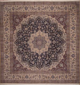 Persian Nain Blue Square 9 ft and Larger Wool Carpet 11286