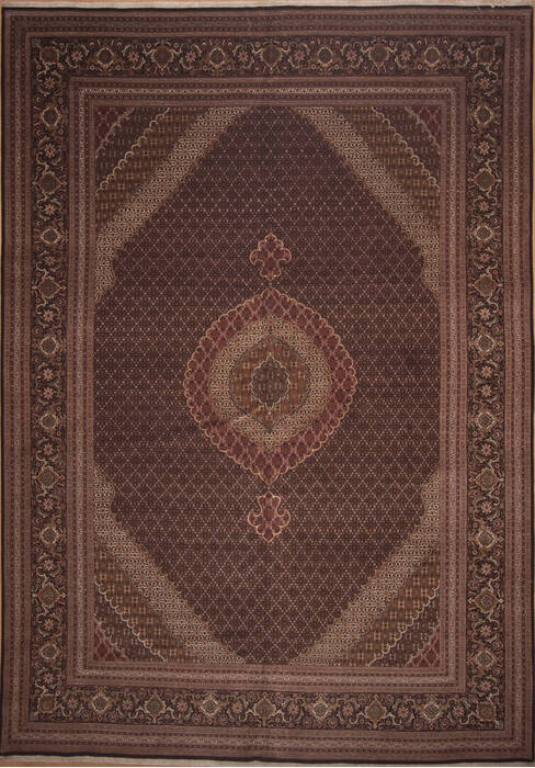 Tabriz Brown Hand Knotted 113 X 160  Area Rug 100-11290 Image 0