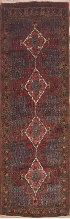 Hamedan Blue Runner Hand Knotted 30 X 96  Area Rug 100-11474 Image 0