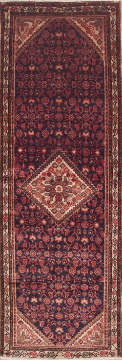Hamedan Red Runner Hand Knotted 35 X 101  Area Rug 100-11475 Image 0