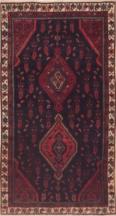 Hamedan Blue Hand Knotted 39 X 73  Area Rug 100-11483 Image 0