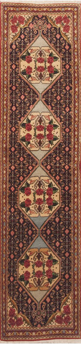 Sanandaj Red Runner Hand Knotted 110 X 77  Area Rug 100-11579 Image 0