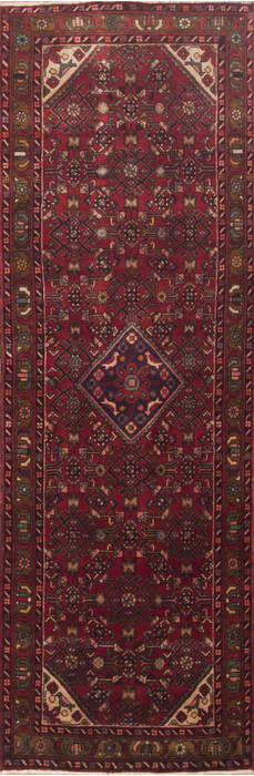 Hamedan Red Runner Hand Knotted 31 X 96  Area Rug 100-11604 Image 0