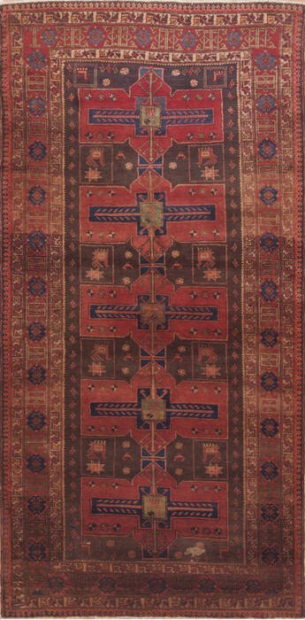 Meshkin Red Runner Hand Knotted 411 X 102  Area Rug 100-11608 Image 0
