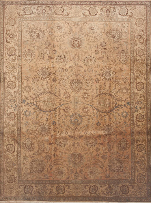 Tabriz Beige Hand Knotted 96 X 128  Area Rug 100-11803 Image 0