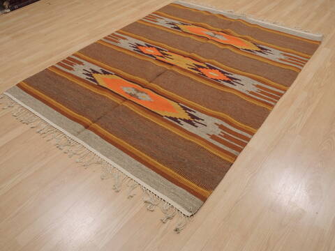 Kilim Brown Hand Knotted 54 X 611  Area Rug 100-110014 Image 2