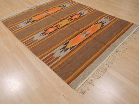Kilim Brown Hand Knotted 54 X 611  Area Rug 100-110014 Image 3