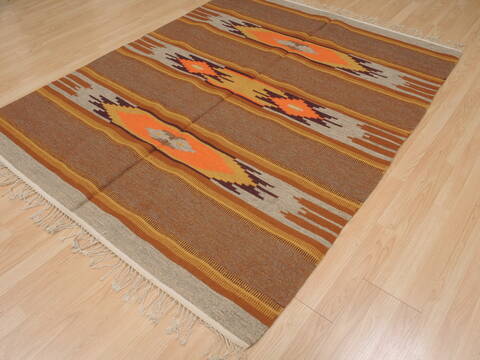 Kilim Brown Hand Knotted 54 X 611  Area Rug 100-110014 Image 6
