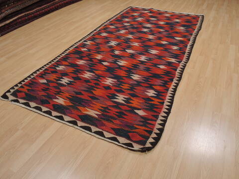Kilim Red Runner Hand Knotted 410 X 101  Area Rug 100-110016 Image 2