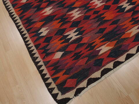 Kilim Red Runner Hand Knotted 410 X 101  Area Rug 100-110016 Image 4
