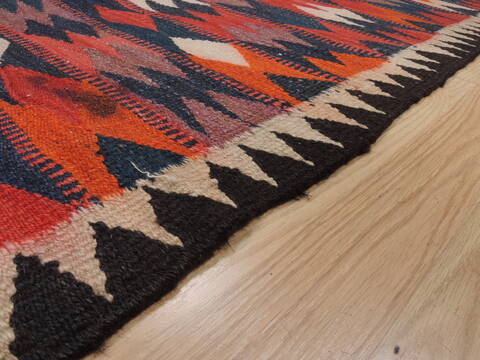 Kilim Red Runner Hand Knotted 410 X 101  Area Rug 100-110016 Image 5
