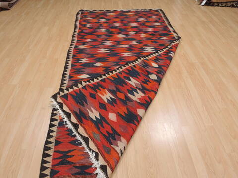 Kilim Red Runner Hand Knotted 410 X 101  Area Rug 100-110016 Image 6