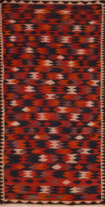 Kilim Red Runner Hand Knotted 410 X 101  Area Rug 100-110016 Image 0
