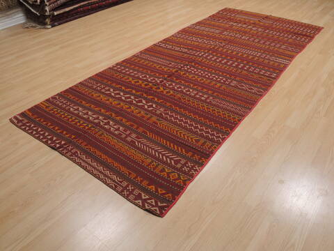 Kilim Red Runner Flat Woven 46 X 1011  Area Rug 100-110024 Image 2
